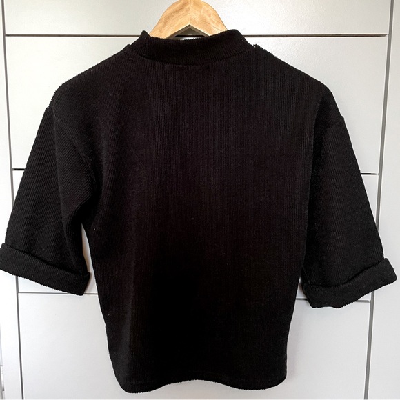 Size S. Black, oversized, mock neck sweater. Eg Mix & Match. - Picture 2 of 3
